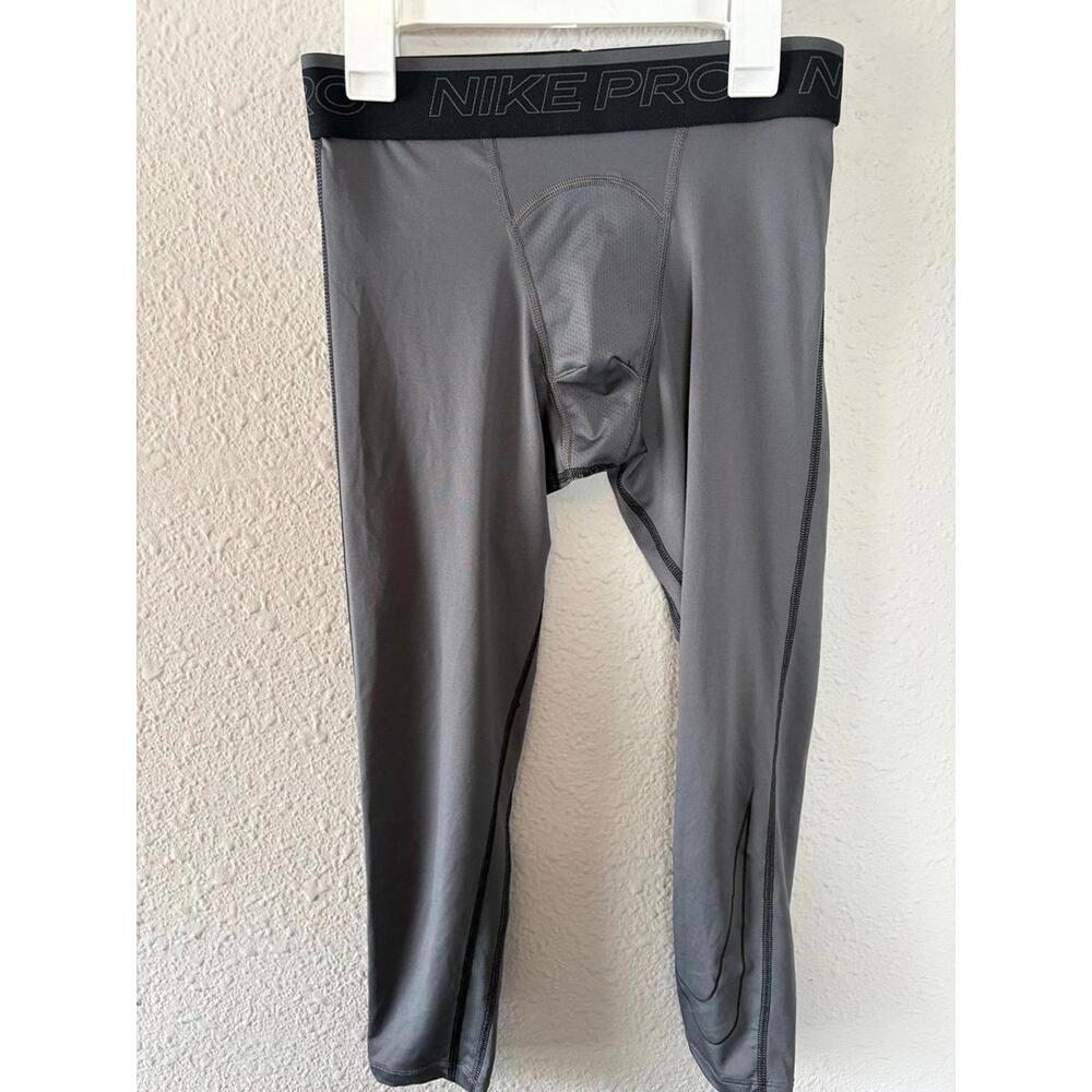 Men's Nike Pro Dri Fit Compression Leggings Grey size S tight fit. 21in inseam